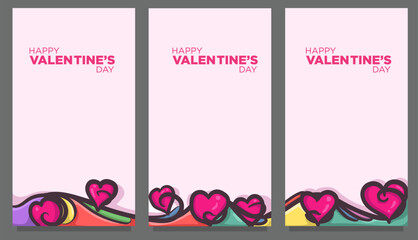 mobile banner and print love heart set template with text placement for valentine's day celebration. vector illustration 