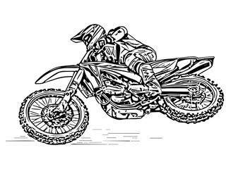 Motocross rider on motorcycle silhouette art design