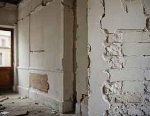 解体中の廃屋、廃墟の室内イメージ Abandoned house under demolition, interior image of ruins