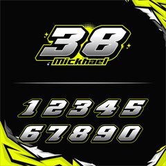 vector racing numbers for drag motorbikes and cars