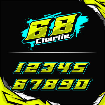 vector racing numbers for drag motorbikes and cars