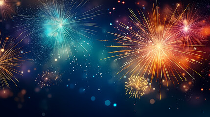 Fototapeta premium Beautiful creative holiday background. Fireworks and sparkles