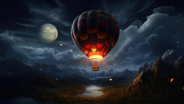 Moonlit Ascension: Nighttime Soaring in a Hot Air Balloon