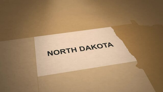 Old Paper Map of North Dakota