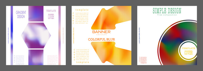 Colorful gradient with blur elements. A template for a modern cover, banner and title page. An idea for the corporate design of a brochure, report, booklet or presentation. Attractive style