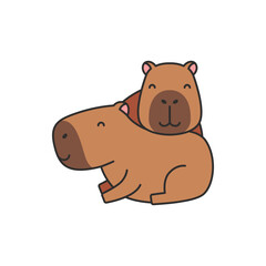 Cute cartoon capybara. Vector illustration isolated on white background.