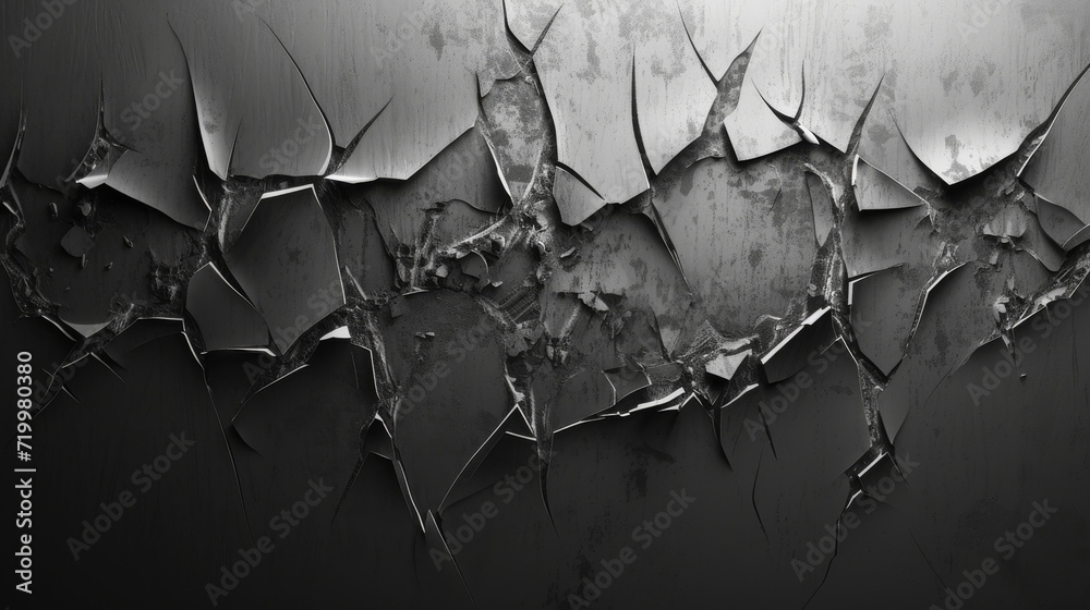 Canvas Prints Monochrome abstract wallpaper of a jagged, cracked surface.