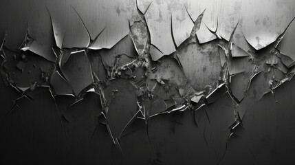 Monochrome abstract wallpaper of a jagged, cracked surface.
