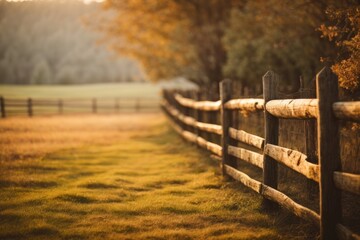 Beauty of a Wooden Fence, where Soft Bokeh Unveils the Nostalgic Tale of Weathered Wood, Knots, and Shadows