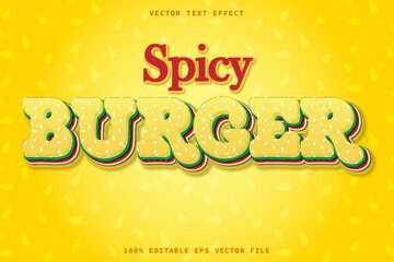 Spicy Burger 3d text effect realistic text eps editable text