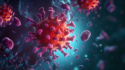 Virus cells abstract science concept, medical research background