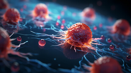 Virus cells abstract science concept, medical research background