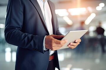 businessman holding digital tablet