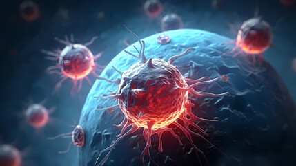 Virus cells abstract science concept, medical research background