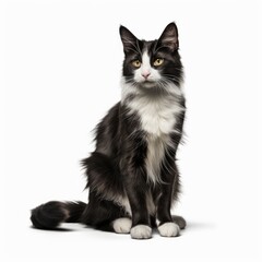 An elegant cat stands out distinctly on a crisp white backdrop, Ai Generated