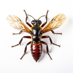 An image showcasing an insect, vividly contrasted with a white backdrop, Ai Generated