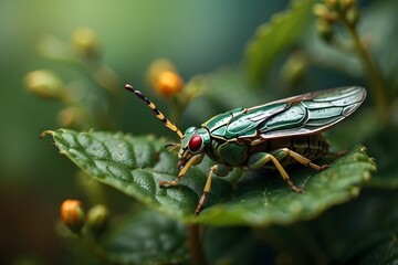 bug on a leaf close up macro photography