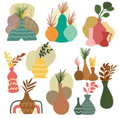 Set collection vase and Leaves boho