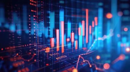 Digital financial chart graphs provide a perspective on stock market growth, business investing, and data concept, Ai Generated