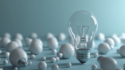 A light bulb brimming with ideas, encapsulating the essence of minimal creative idea concept, Ai Generated