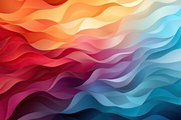 Obraz premium Wide-angle abstract background incorporating low polygon shapes, lines, waves, and a spectrum of gradient colors, AI Generated.