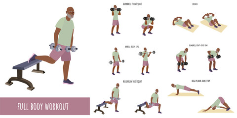 Senior man doing full body workout