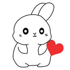 cute valentine bunny with red hearts