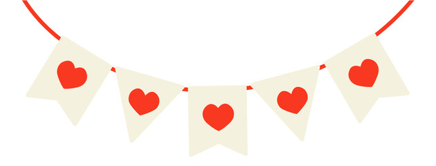 Red Heart Valentine Bunting