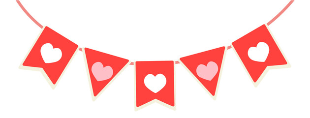 White Pink Heart Valentine Bunting