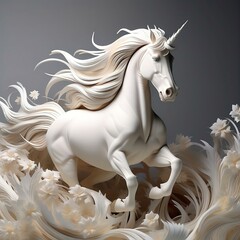 Obraz na płótnie Canvas Whimsical creativity unfolds as AI crafts a magical Unicorn through intricate paper quilling
