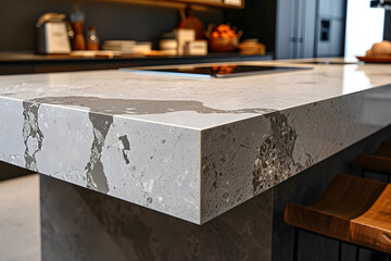 Elegant Marble Stone Countertop in Modern Kitchen Interior