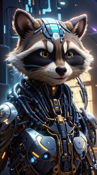 The Cyborg Racoon Guardian Of The Space In Galaxy