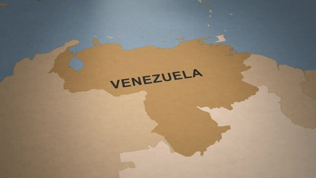 Old Paper Map of Venezuela