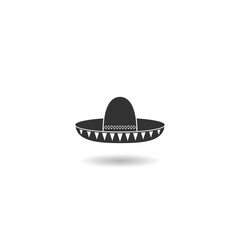 Mexican Sombrero hat icon with shadow