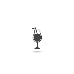 Cocktail, drink glass icon with shadow