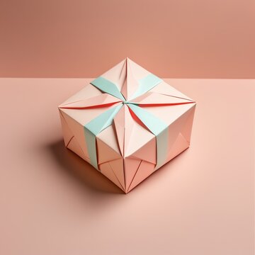 A Symmetrical Paper Art Gift box on Pink