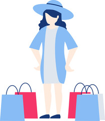 Fashionable Woman With Shopping Bags