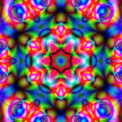 Naklejka premium Graphic mandala with repeating elements, kaleidoscope background. Poster design template.