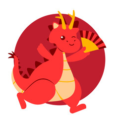 Red Dragon Chinese New Year Element