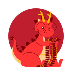 Red Dragon Chinese New Year Element