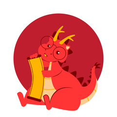 Red Dragon Chinese New Year Element