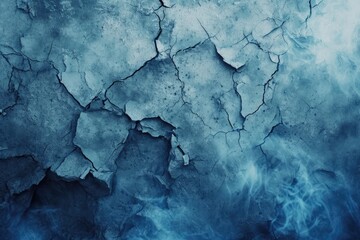 Obraz premium cracked blue cement texture with white smoke. horror background