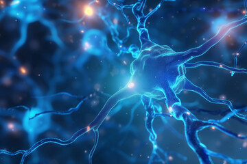 Microscope view of nervous system. Synapse of neuron cell biology concept.