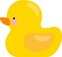 yellow rubber duck cartoon illustration on transparent background
