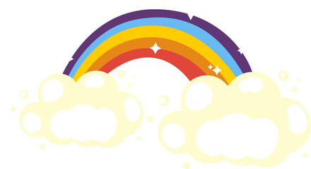 rainbow and clouds doodle cartoon element