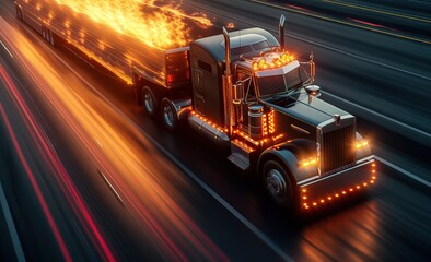 Fiery truck ready to deliver packages. Generative AI