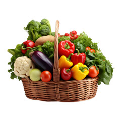basket of vegetables on transparent background PNG image