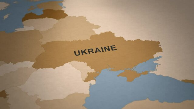 Old Paper Map of Ukraine