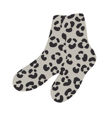 Cotton and woolen socks. Stylish clothing items. Vector knitwear trendy sock collection