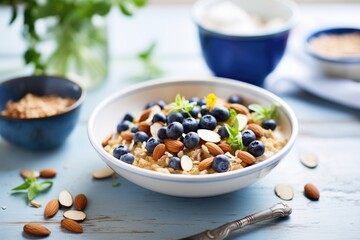 oatmeal with fresh blueberries and almonds